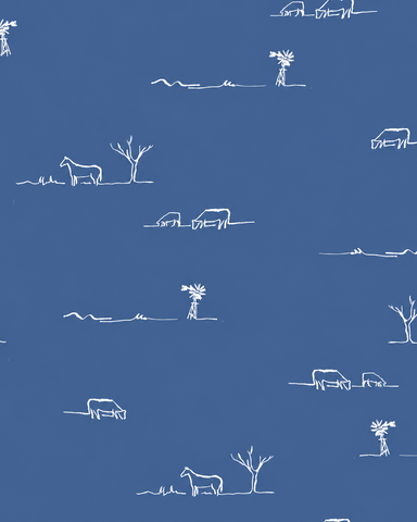 Rural Outback Silk Neck Scarf in Blue