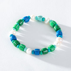 Freshwater Pearl & Colourful Enamel Stacking Bracelet Collection