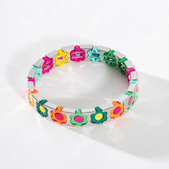 Silver Enamel Stacking Bracelet Collection