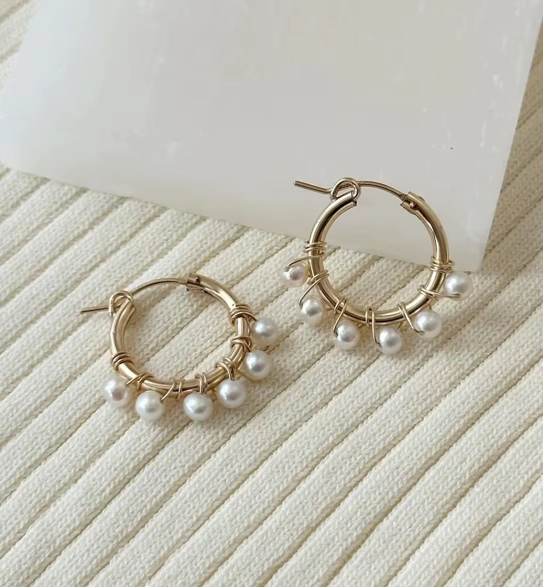Celeste Freshwater Pearl Hoop Earrings