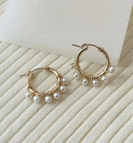 Celeste Freshwater Pearl Hoop Earrings