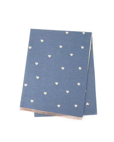 Holly Heart Blue Winter Scarf