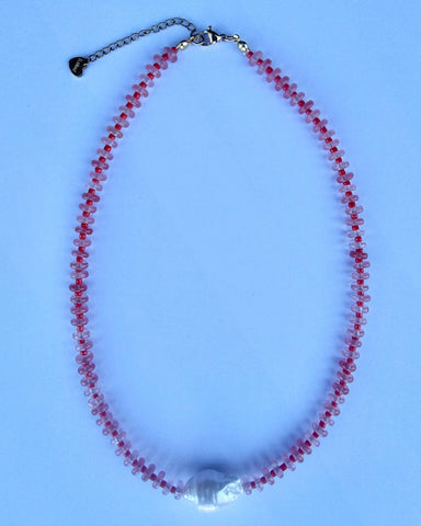 Baroque Pearl Pop Necklace in Pink Tones