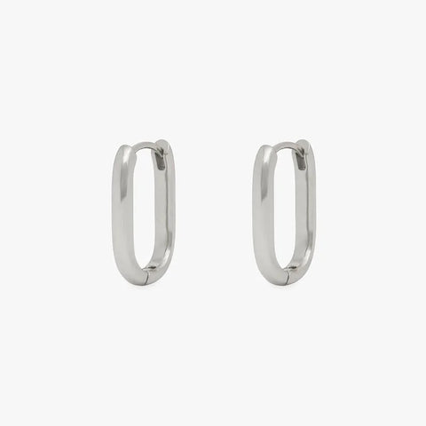 Emerson Silver Rectangular Hoop Huggie Earring