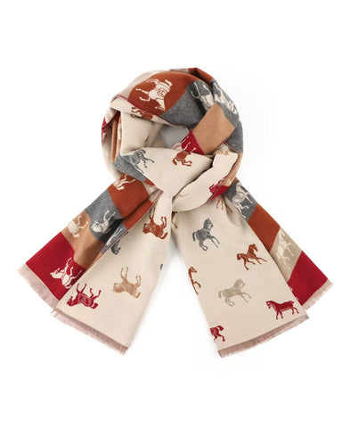 PRESALE ARRIVING MID JUNE 
Reversible Horse Lover Winter Scarf – Cream