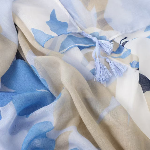 Felicity Blue Abstract Floral Lightweight Scarf