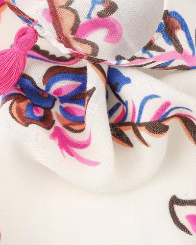 Dani Floral in White Autumn/Winter Scarf