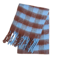 Charlie Checker Winter Scarf - blue and brown