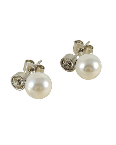 Matilda Delicate Pearl Stud Earring in Silver