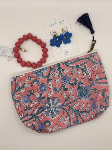 $55 Pink & Blue Floral Pouch Bundle