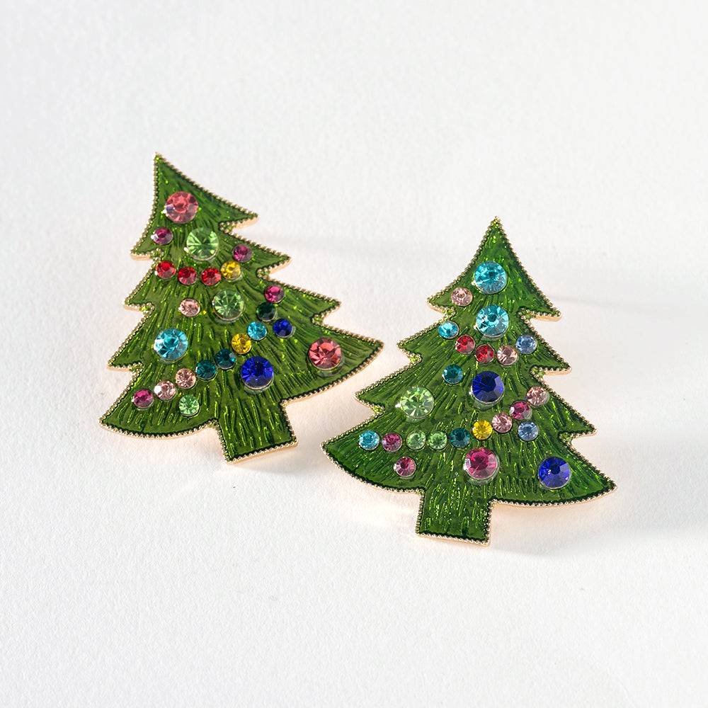 Bauble Covered Christmas Earring in Green & Multi