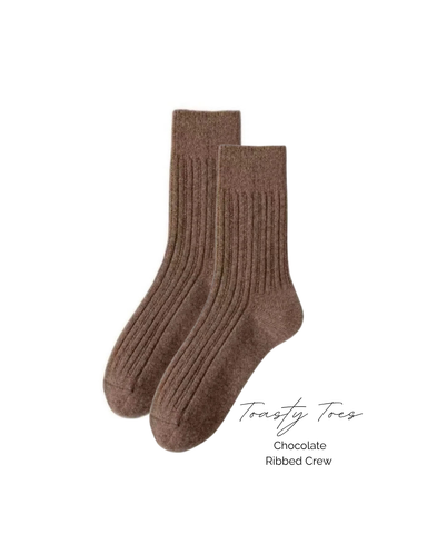 PRESALE ARRIVING 25 JUNE 
Chocolate Toasty Toes Woollen Ribbed Crew Socks