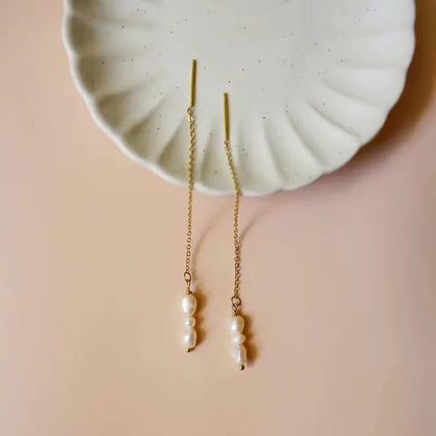Emmy Freshwater Pearl Gold Threader Earrings