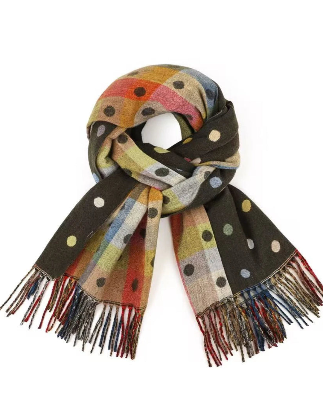 Spotty Dotty Olive Green Winter Scarf