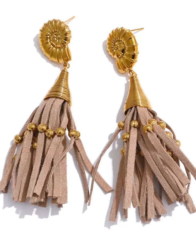 Nautilus Suede Tassel Earring