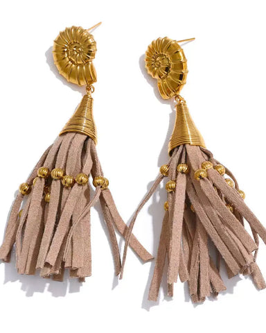 Nautilus Suede Tassel Earring