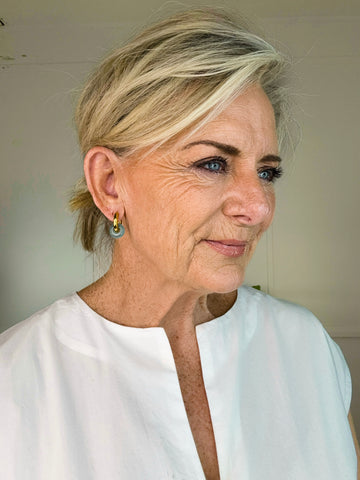 Astrid Hoop Earrings with Soft Blue Stone Bead