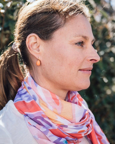 Alice Orange Enamel Drop Earrings