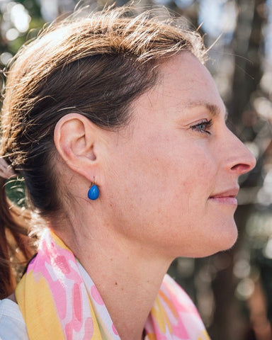 Alice Bright Blue Enamel Drop Earrings