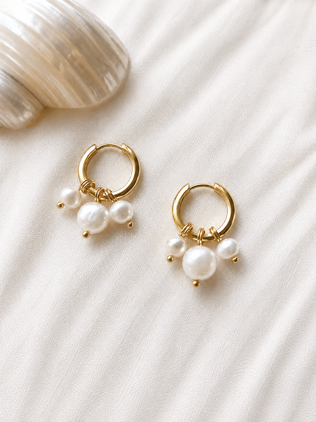 Isobel Convertible Freshwater Pearl Gold Hoop Earrings