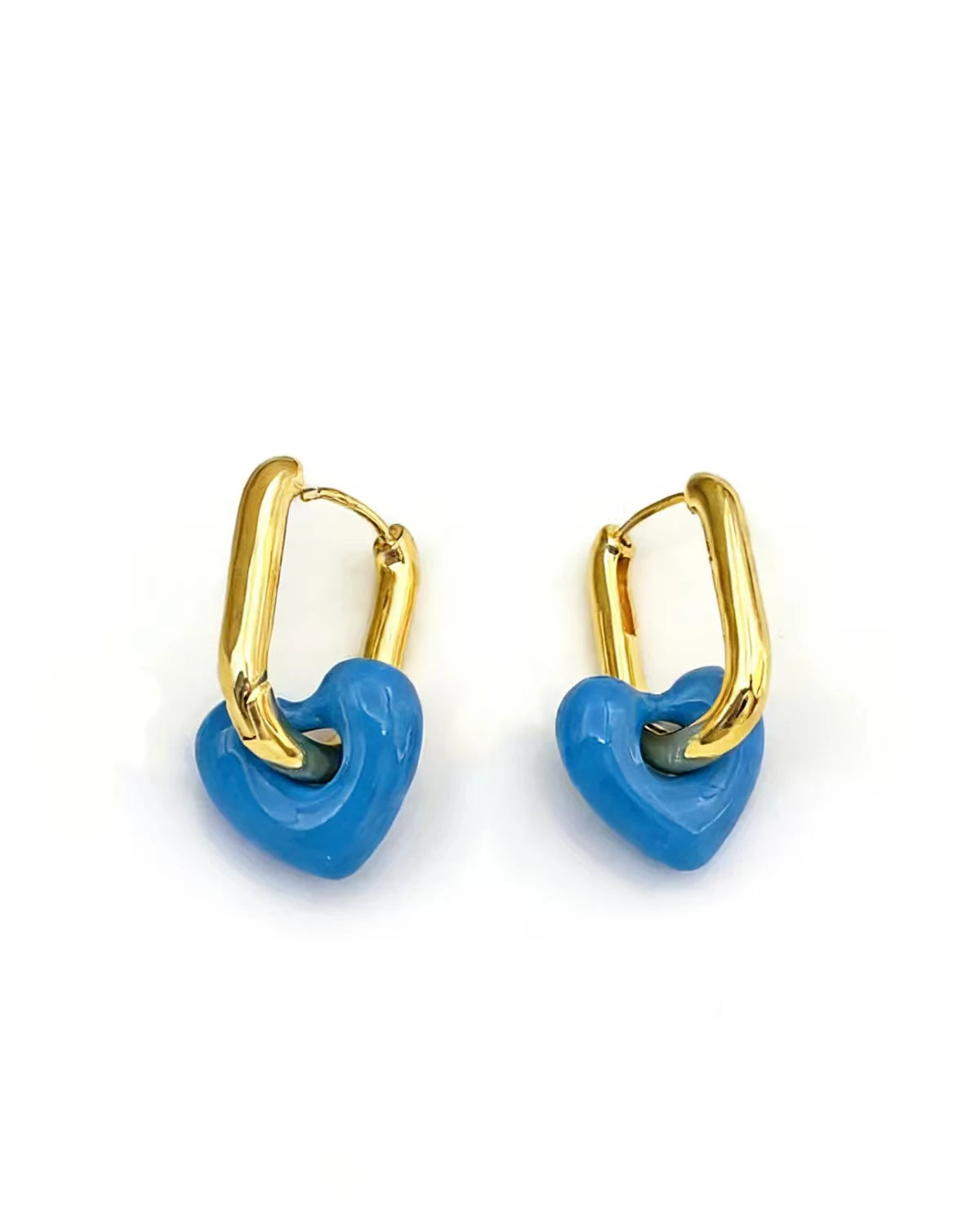 Nina Blue Heart Enamel Hoop Earring
