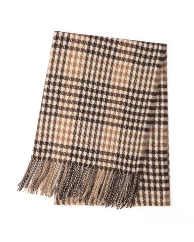 Houndstooth in Caramel/Brown Scarf – Classic Check Winter Scarf