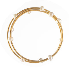 Freshwater Pearl Stainless Steel Gold Cuff Bracelets