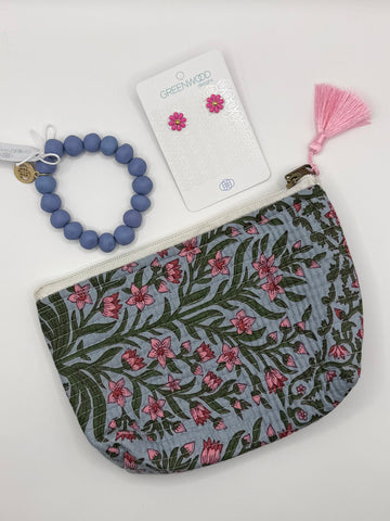 $55 Pink & Blue Wildflower Pouch Bundle