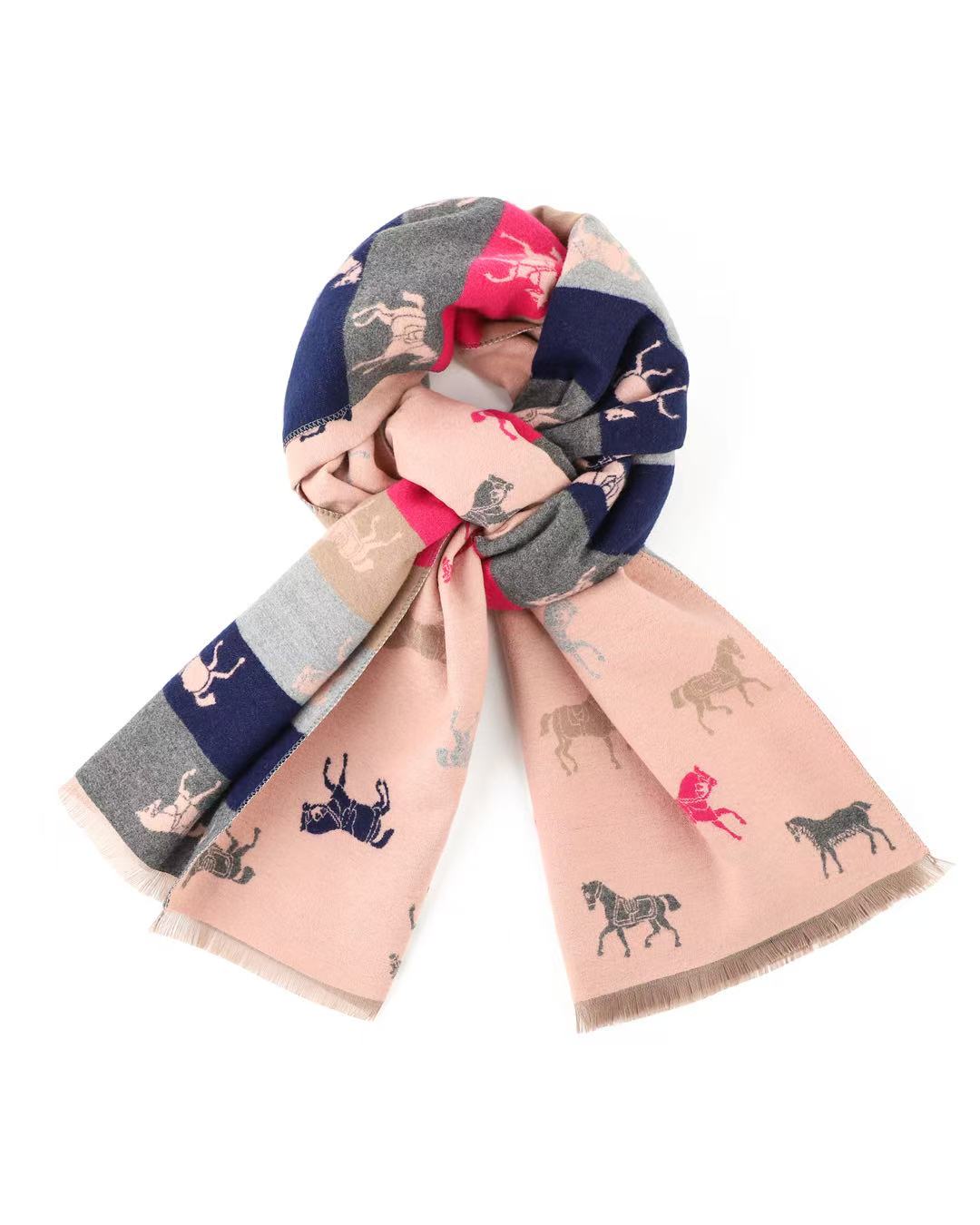 PRESALE ARRIVING MID JUNE Reversible Horse Lover Winter Scarf – Pink