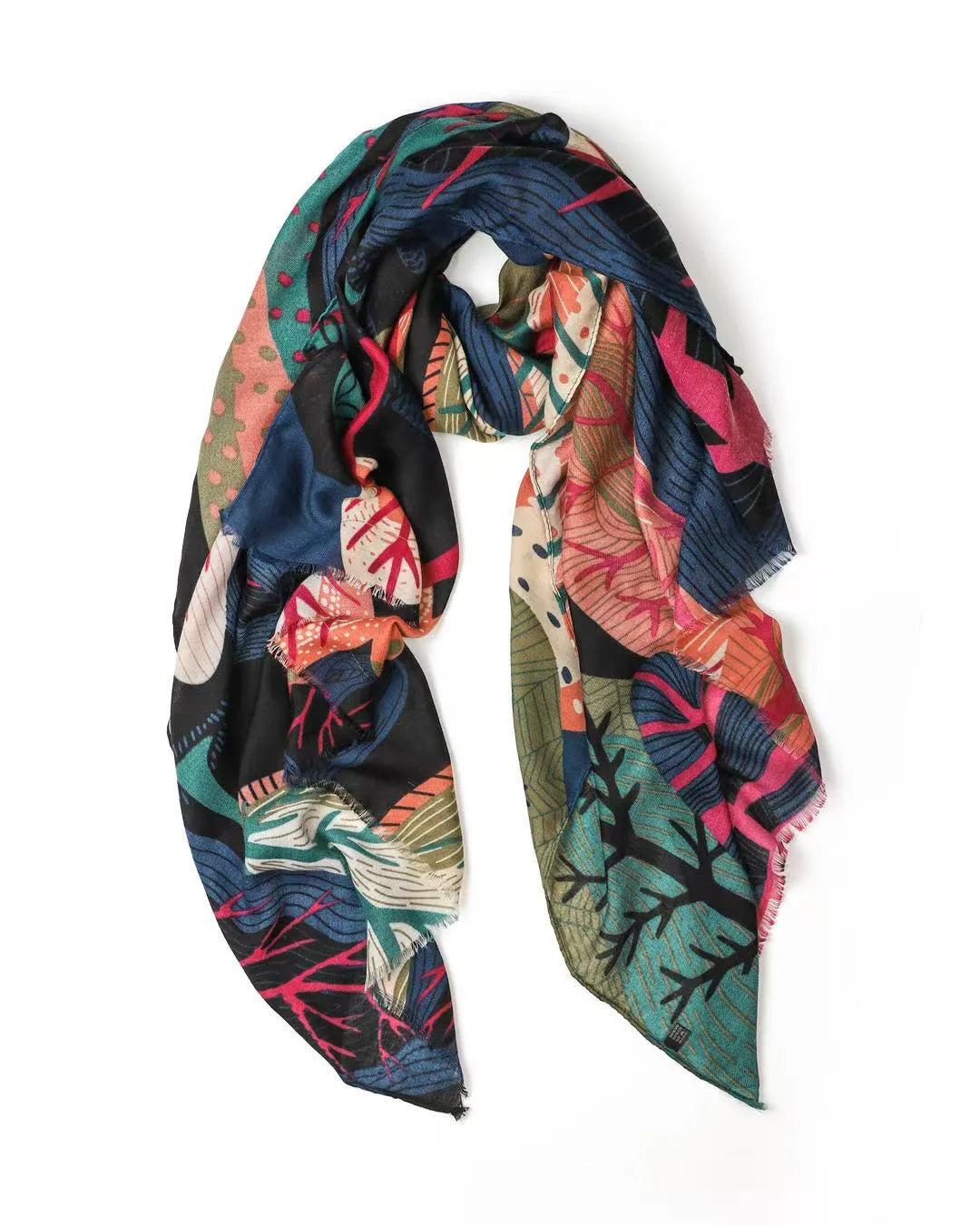 Chloe Abstract Forest in Black Autumn/Winter Scarf