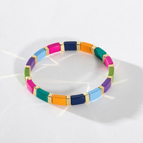 Gold Enamel Stacking Bracelet Collection