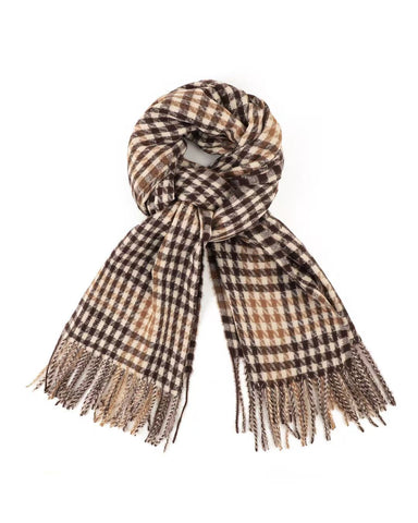 Houndstooth in Caramel/Brown Scarf – Classic Check Winter Scarf