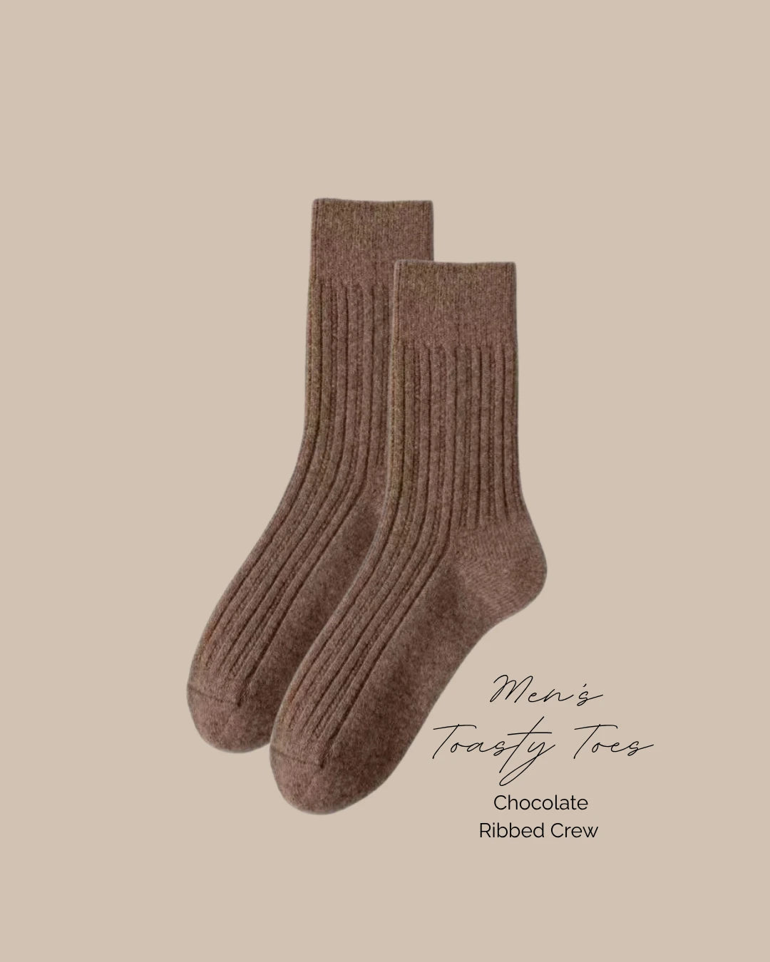 MEN'S PRESALE ARRIVING 22 JUNE Chocolate Toasty Toes Woollen Ribbed Crew Socks