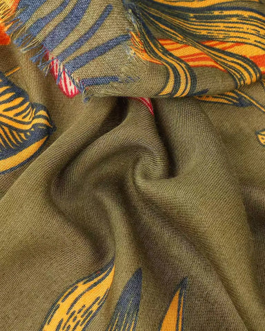 Anna Japanese Botanical in Moss Autumn/Winter Scarf