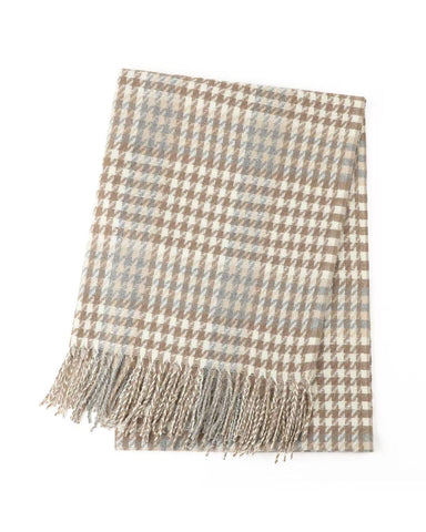 Houndstooth in Beige/Grey Scarf – Classic Check Winter Scarf