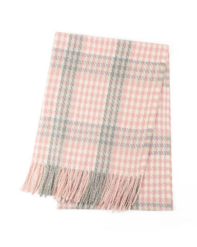 Houndstooth in Pink/Grey Scarf – Classic Check Winter Scarf