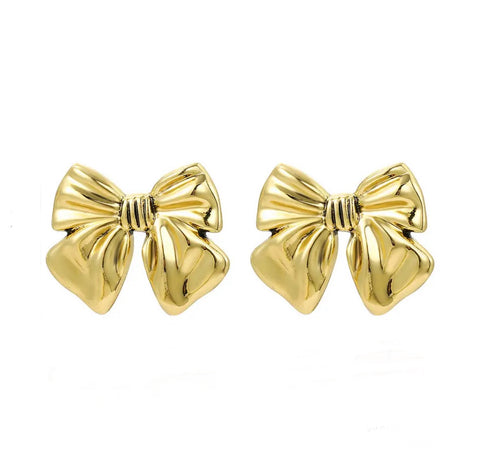 Betsie Classic Bow Stud Earrings in Gold