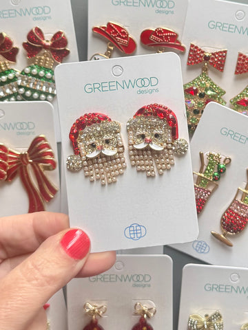 Santa Christmas Earring In Red & White