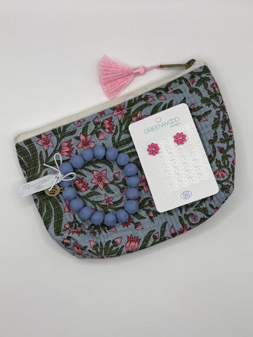 $55 Pink & Blue Wildflower Pouch Bundle