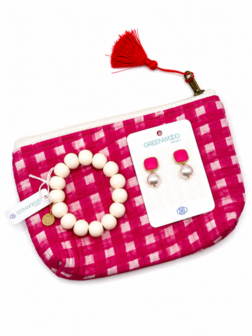 $55 Pink & White Gingham Pouch Bundle