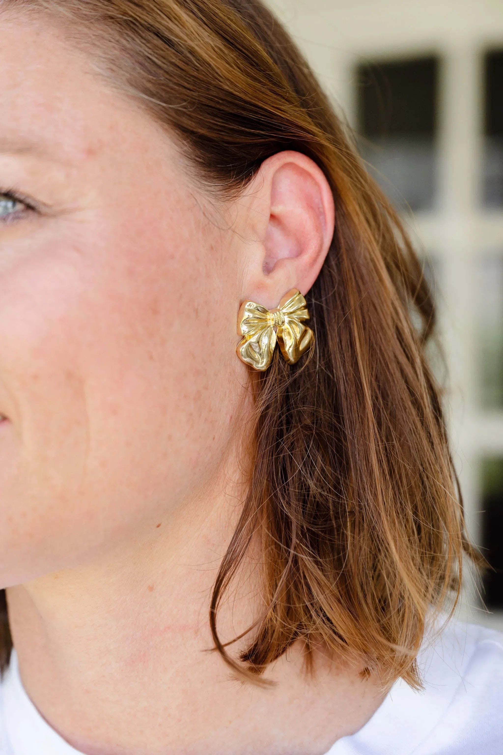 Bow Earring, Stud Earring, Gold Earring, Feminine Earring, Pretty Earring