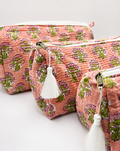 Coral Toiletry Bags – Cotton Travel Organiser