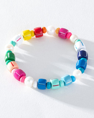 pearl bracelet, stretchy bracelet, stackable bracelet, delicate bracelet, enamel bracelet, colourful bracelet, fun bracelet