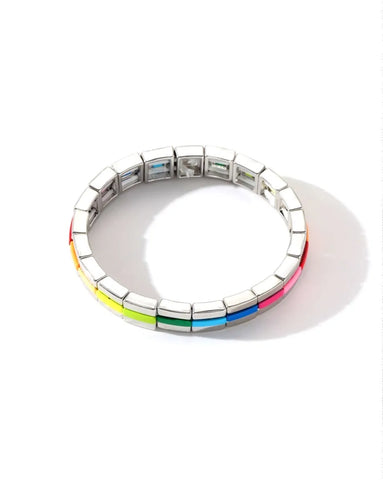 Colourful Enamel Stacking Bracelet Collection in Gold & Silver