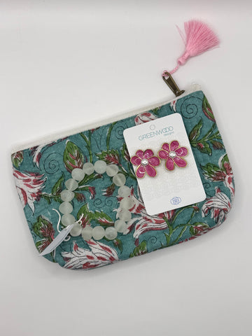 $55 Pink & White Floral Pouch Bundle