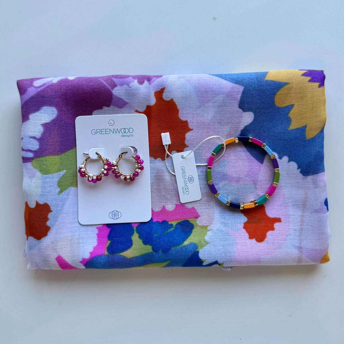 $70 Ruby (brights) Scarf and Jewellery Gift Pack