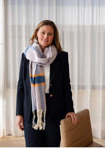 Charlie Chequered Winter Scarf in Lilac