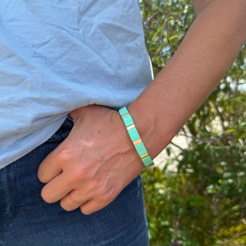 Gold Enamel Stacking Bracelet Collection