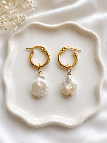 Prim Convertible Freshwater Pearl Gold Hoop Earrings