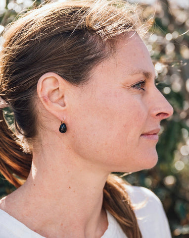 Alice Black Enamel Drop Earrings